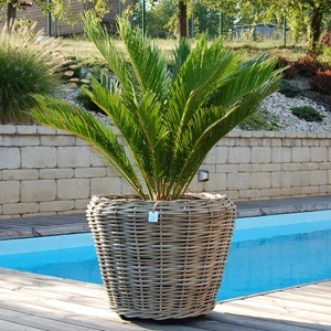 RATANOVÝ Květináč DRYPOT Grey, L Ø54 x 41cm